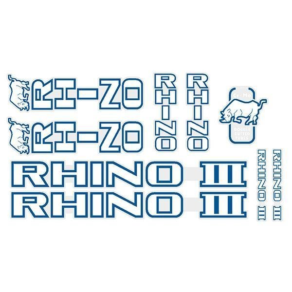 Tange Rhino III - White with Blue outline decal set - Old school bmx - Bmx Products AU