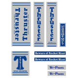 Thruster - BI POWER BLUE T on chrome decal set - old school bmx - Bmx Products AU