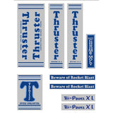 Thruster - BI POWER XL BLUE T on chrome decal set - old school bmx - Bmx Products AU