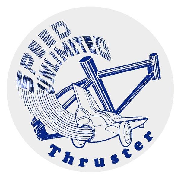 Thruster - Speed unlimited ROUND decal blue on CLEAR decal - old school bmx - Bmx Products AU