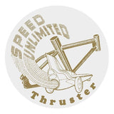 Thruster - Speed unlimited ROUND decal GOLD on CLEAR decal - old school bmx - Bmx Products AU
