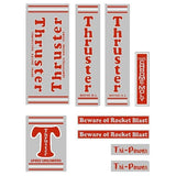 Thruster - TRI POWER RED T on chrome decal set - old school bmx - Bmx Products AU