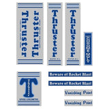 Thruster - Vanishing Point BLUE T on chrome decal set - old school bmx - Bmx Products AU