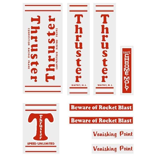 Thruster - Vanishing point RED T on CLEAR decal set - old school bmx - Bmx Products AU
