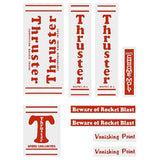 Thruster - Vanishing point RED T on CLEAR decal set - old school bmx - Bmx Products AU