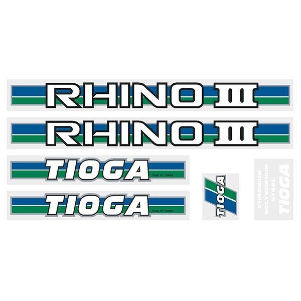 Tioga by Tange Rhino III - Green blue chrome decal set - Old school bmx - Bmx Products AU