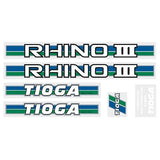 Tioga by Tange Rhino III - Green blue chrome decal set - Old school bmx - Bmx Products AU