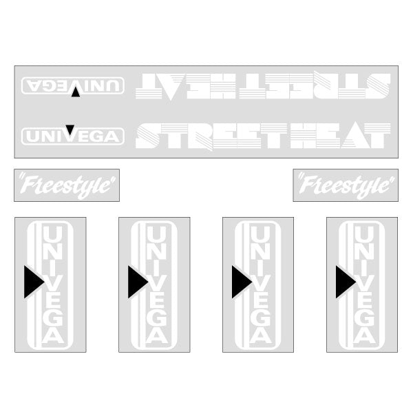 Univega - Streetheat white on clear decal set - old school bmx - Bmx Products AU