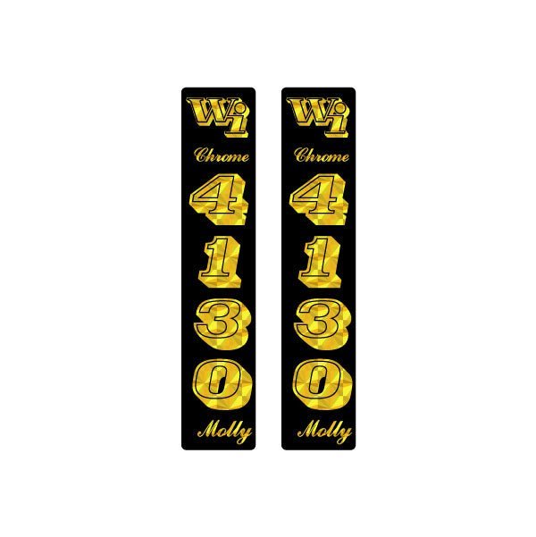 Webco - Prism 4130 black yellow gold fork decals - old school bmx - Bmx Products AU