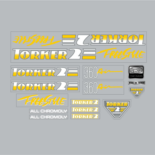Torker - 1986 Torker 2 - 360 AIR Freestyle Yellow decal set