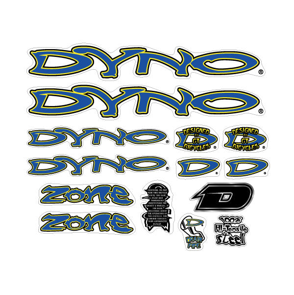 DYNO - 2000 ZONE decal set for chrome frame