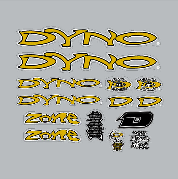 DYNO - 2000 ZONE decal set for Black frame