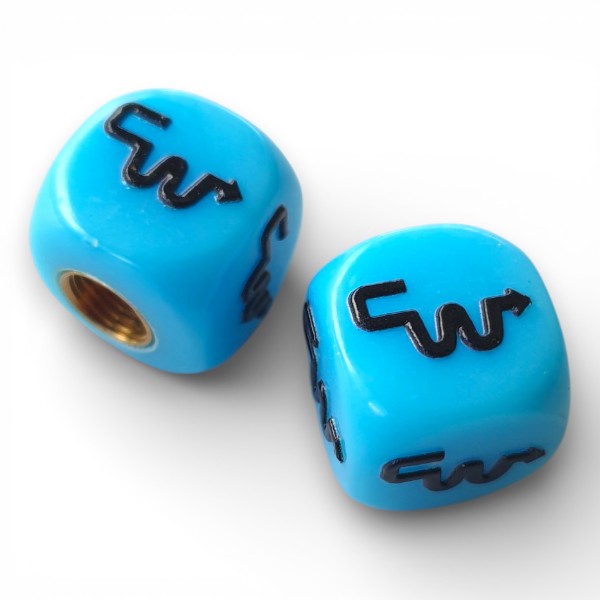 CW - Logo Dice Tire Valve Caps (Pair) - Light BLUE)