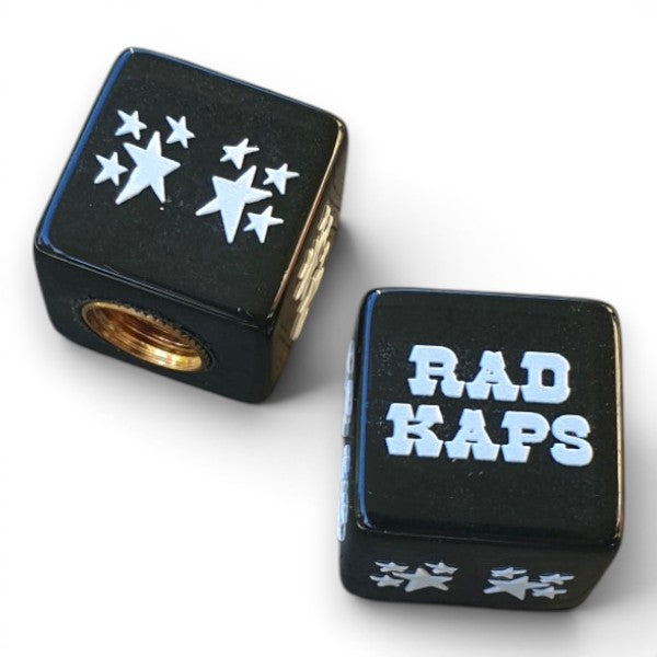 RAD KAPS - One color Dice Tire Valve Caps (Pair) - Black