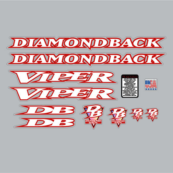 Diamond Back - 1996 Viper decal set for Smoke chrome frame
