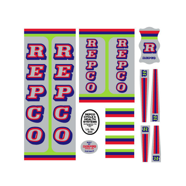 Repco - GREEN SILVER Dragstar decal set