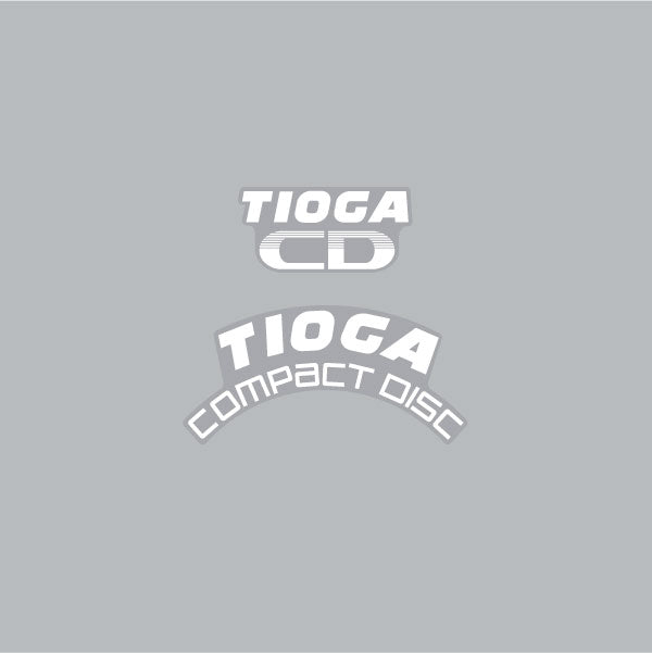 Tioga - CD Compact Disc Sprocket decal - White on clear