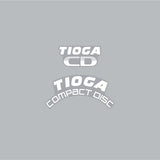 Tioga - CD Compact Disc Sprocket decal - White on clear