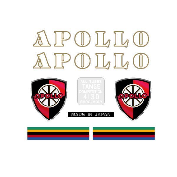 Apollo - Tange Made - Gold White decal set - old school bmx - Bmx Products AU