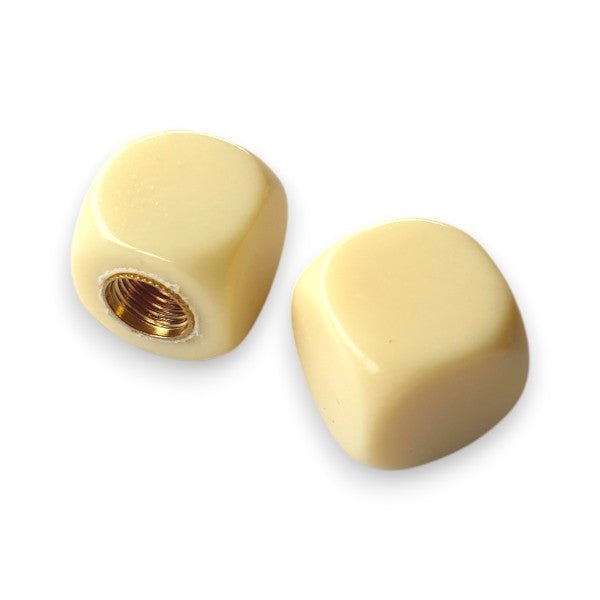 Blank - Dice Tire Valve Caps (Pair) - Bone White - old school bmx - Bmx Products AU
