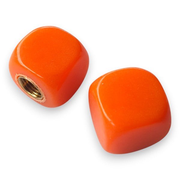 Blank - Dice Tire Valve Caps (Pair) - Orange - old school bmx - Bmx Products AU
