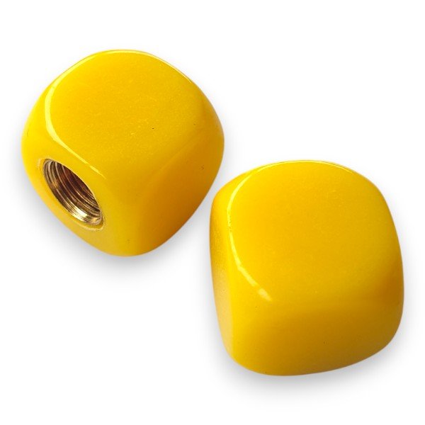 Blank - Dice Tire Valve Caps (Pair) - Yellow - old school bmx - Bmx Products AU