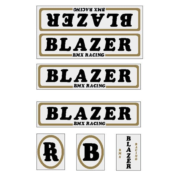 Blazer - Blazer Racing - Black and gold on clear decal set - old school bmx - Bmx Products AU
