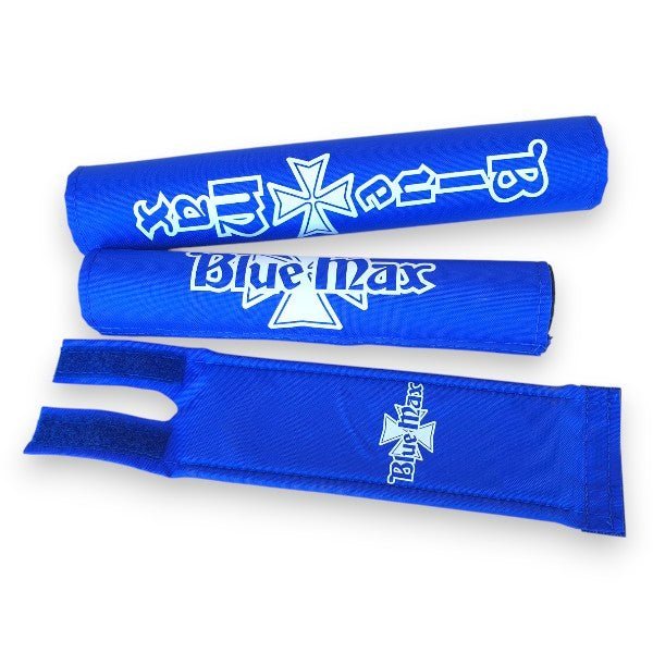 Blue Max - CUSTOM BLUE with white print Nylon pad set - old school bmx - Bmx Products AU