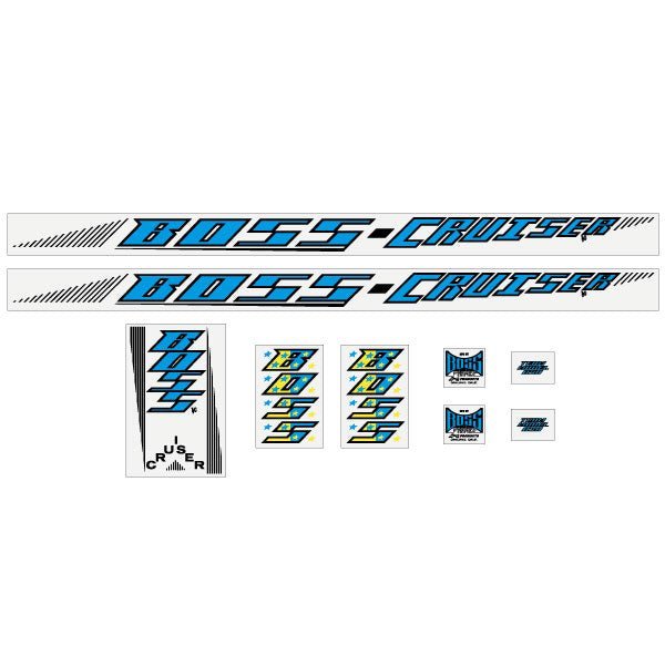BOSS - Cruiser - Blue and Yellow decal set - old school bmx - Bmx Products AU