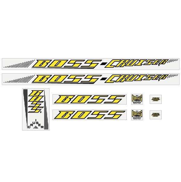 BOSS - Cruiser - Yellow decal set - old school bmx - Bmx Products AU