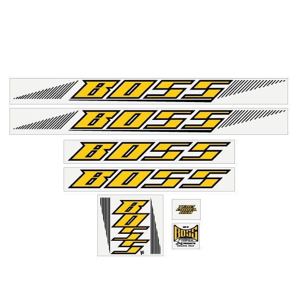 BOSS Racing - 20" Early - Yellow decal set - old school bmx - Bmx Products AU