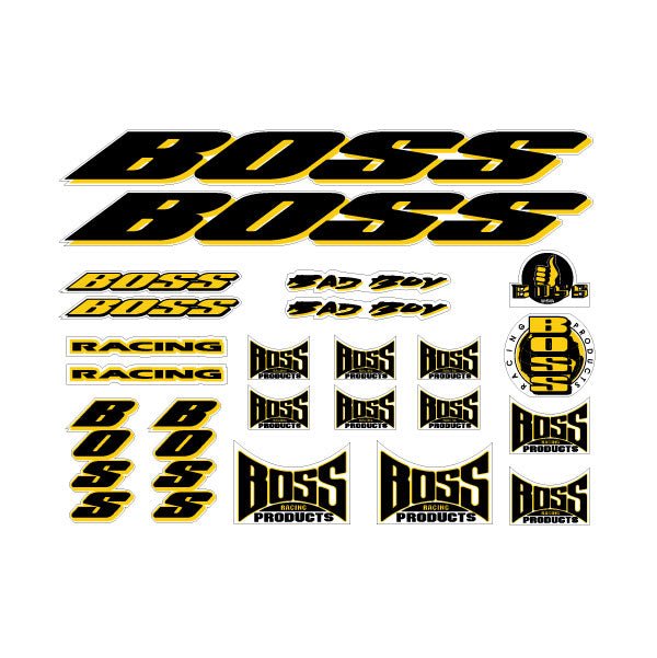 BOSS Racing - Bad Boy decal set in Black Yellow - old school bmx - Bmx Products AU