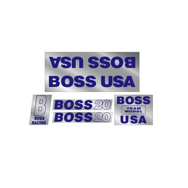 BOSS - Racing USA 20" blue on chrome decal set - old school bmx - Bmx Products AU