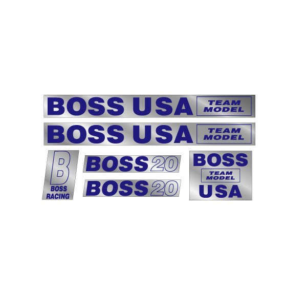 BOSS - Racing USA 20" TEAM blue on chrome decal set - old school bmx - Bmx Products AU