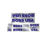BOSS - Racing USA 20" TEAM blue on chrome decal set - old school bmx - Bmx Products AU