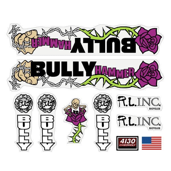 Bully - 2000 Hammer Purple decal set - Old School BMX - Bmx Products AU
