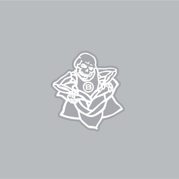 Bully - Skeleton Piston seat clamp decal white on clear - Old School BMX - Bmx Products AU
