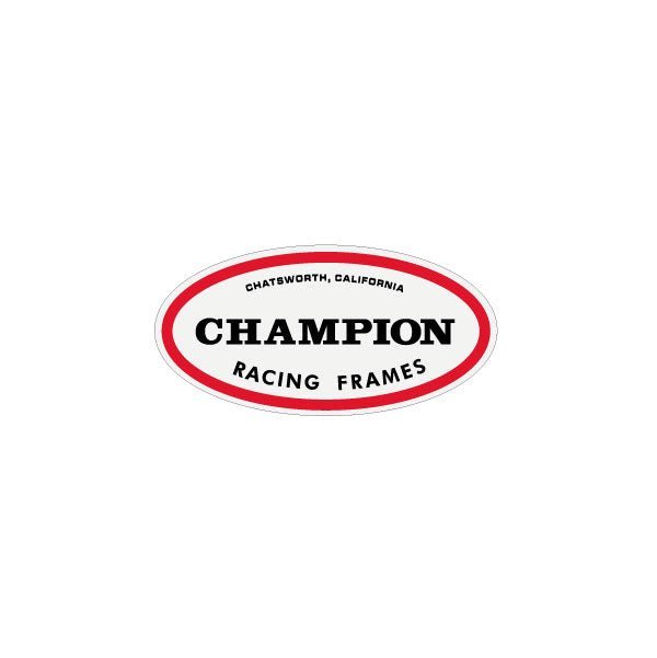 Champion - OVAL "RACING FRAMES" RED Black White decal - old school bmx - Bmx Products AU