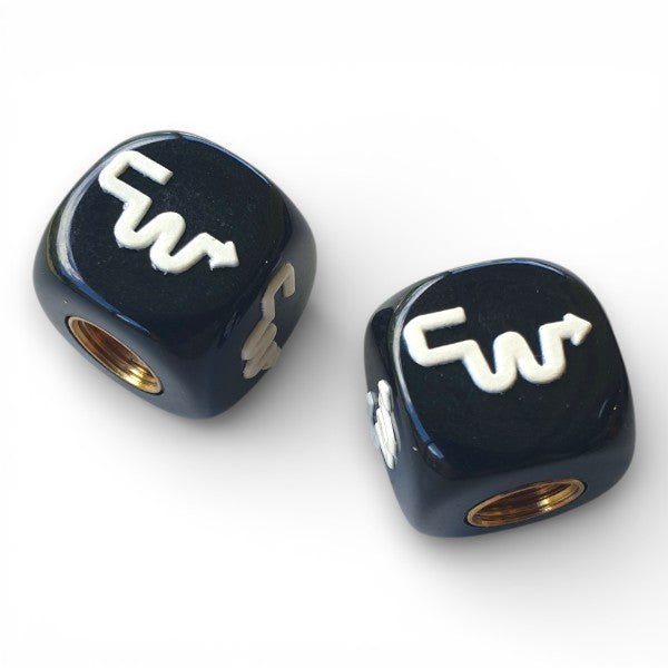 CW - Logo Dice Tire Valve Caps (Pair) - BLACK - Bmx Products AU