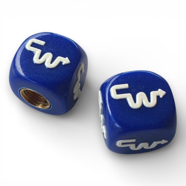 CW - Logo Dice Tire Valve Caps (Pair) - Dark BLUE- old school bmx - Bmx Products AU