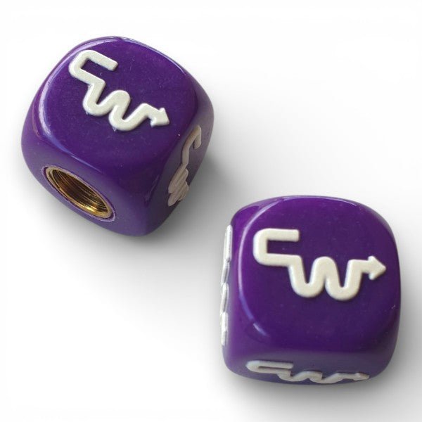 CW - Logo Dice Tire Valve Caps (Pair) - Purple - Bmx Products AU