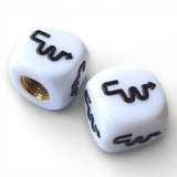 CW - Logo Dice Tire Valve Caps (Pair) - White - Bmx Products AU
