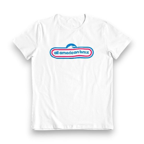 Dan Gurney - "ALL American BMX" on white - T-Shirt - old school bmx - Bmx Products AU