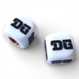 DG - Logo Dice Tire Valve Caps (Pair) - White - Bmx Products AU