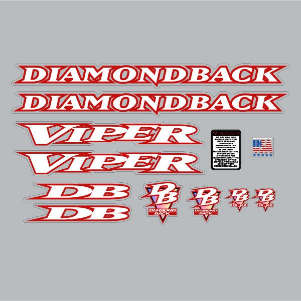 Diamond Back - 1996 Viper decal set for Smoke chrome frame - Bmx Products AU