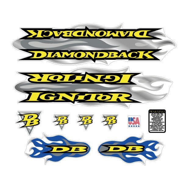 Diamond Back - 1998 Ignitor for blue frame decal set - Old school bmx - Bmx Products AU
