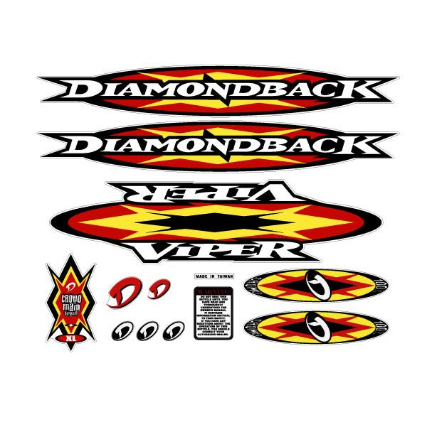 Diamond Back - 1999 Viper for Yellow frame decal set - Old school bmx - Bmx Products AU
