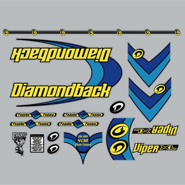 Diamond Back - 1999 Viper XL for chrome frame decal set - Old school bmx - Bmx Products AU