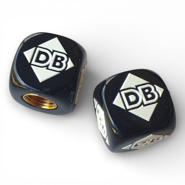 Diamond Back - DB logo - one color Dice Tire Valve Caps (Pair) - BLACK - old school bmx - Bmx Products AU