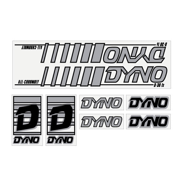 DYNO - 1985 D30FS - black & grey on clear decal set - old school bmx - Bmx Products AU